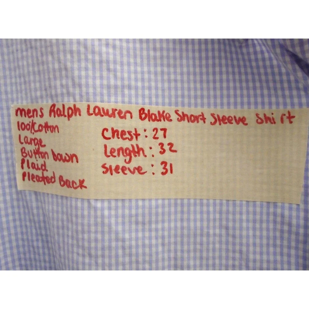Ralph Lauren Mens Blake Shirt Sz Large 100% Cotton Button Down - Picture 4 of 8